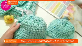 بافت کلاه و شالگردن نوزادی با ترکیب دو رنگ نخ کاموا