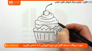 آموزش نقاشی کیک فنجونی به کودکان زیر 8 سال