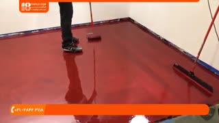 آموزش اجرای کفپوش اپوکسی با رنگ قرمز و مشکی متالیک