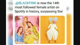 بلک پینک با گذشت از سیا 14امین آرتیست زن با بیشترین فالوور در تاریخ اسپاتیفای است