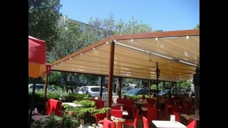 سایبان تاشو کافی شاپ-سقف اتوماتیک سالن غذاخوری-سایبان کنترلی فست فود