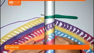 آموزش بافت پانچو _ بافت پانچو یقه اسکی با چند رنگ کاموا