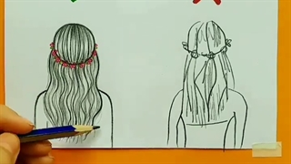 طراحی دختر از پشت با مداد سیاه