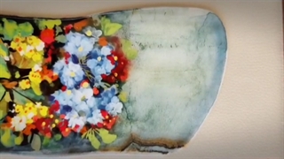 تابلو نقاشی آبرنگ روی مرمر مدل گلبهار