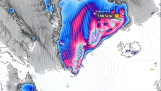 ایجاد پنج فوت برف در ساحل کم جمعیت جنوب شرق گرینلند بدلیل فعالیت هاریکن Larry