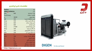 آنالیز فنی دیزل ژنراتور 660 کاوا پرکینز ـ دژن ژنراتور